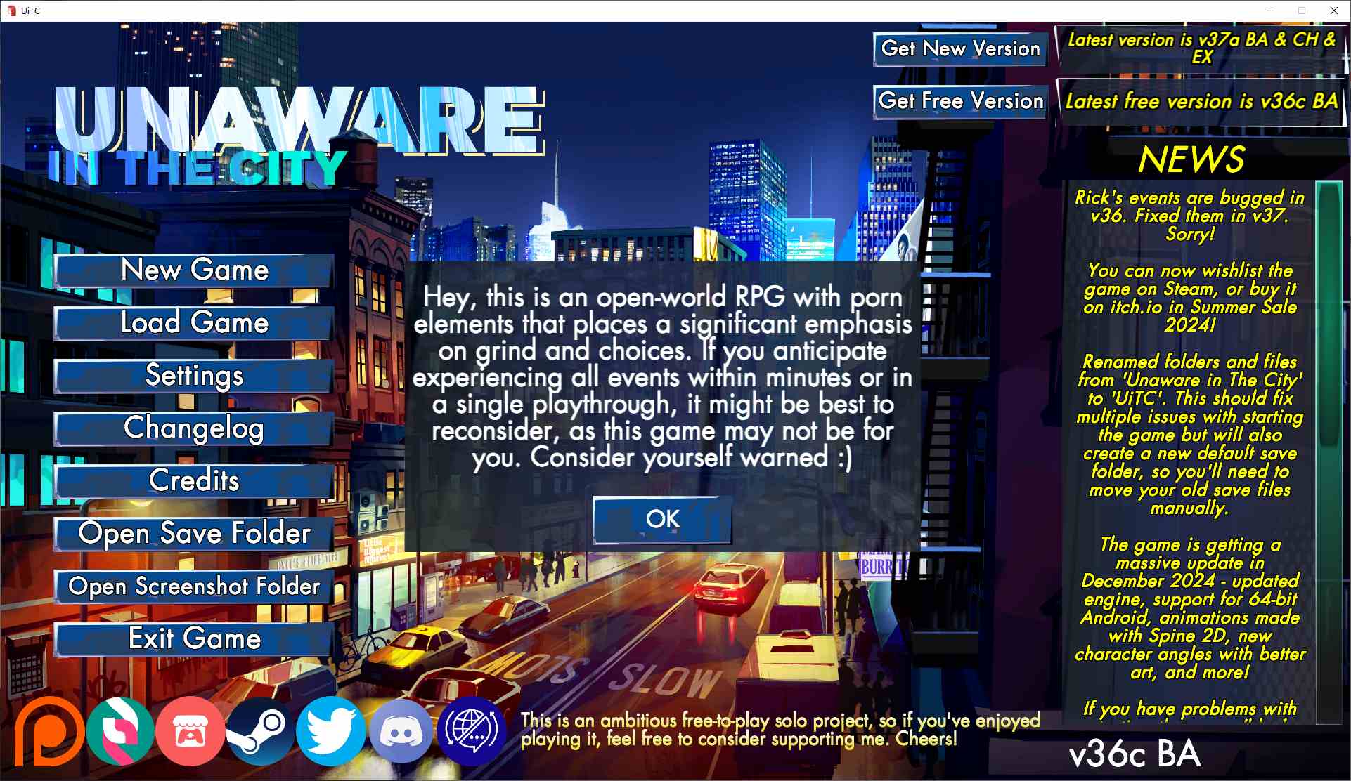 【2D/SLG/Chinese/Animated】Unaware in The City V47B Steam Official Chinese Version 【Update/420M】