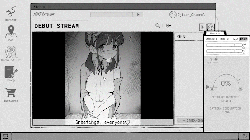 【Black and White SLG/Chinese】Live! Using the Hypnosis App to Become an H Streamer V0.5 Test Version【New Game/4.3G】